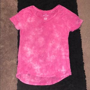 Neon pink ty dye V neck